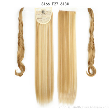 Top Quality Silky Straight High Ponytail For Black Women Pour Petite Fille Wrap Around Synthetic Clip Hair Ponytails Extensions